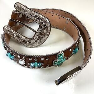 Nocona Concho Belt Sz S Western Turquoise Cowgirl Studs Rockabilly Boho Hippie